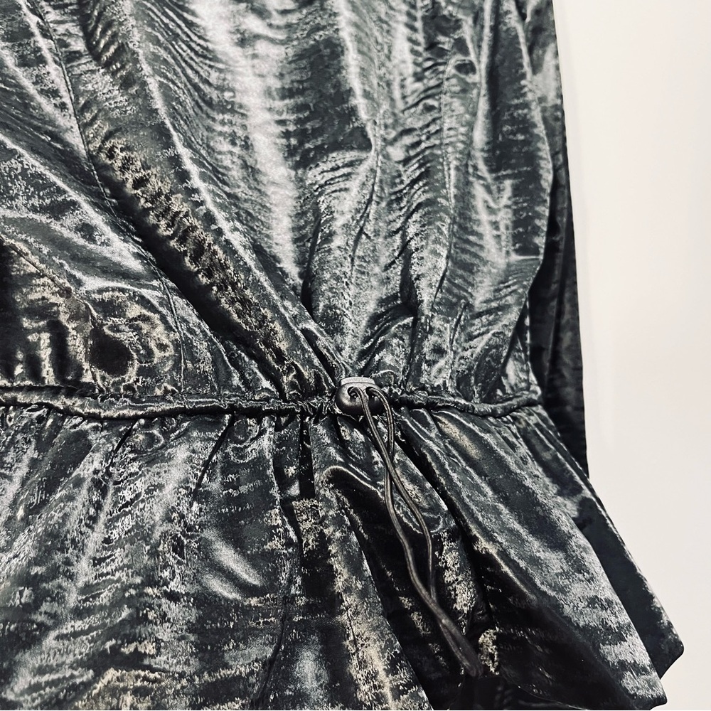 Joseph Ribkoff Vintage Black Snap Front Peplum Moto Metallic Jacket Blazer sz 6 - Picture 12 of 15